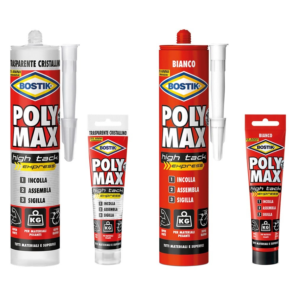 ADESIVO SIGILLANTE UNIVERSALE 'POLY MAX' HTE gr. 300 - cristal - gr. 425 -  bianco