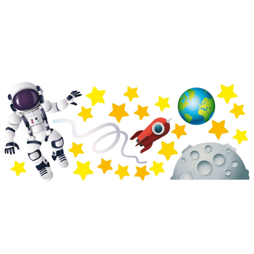 Stickers muraux - Astronaute avec planètes - Décoration chambre d