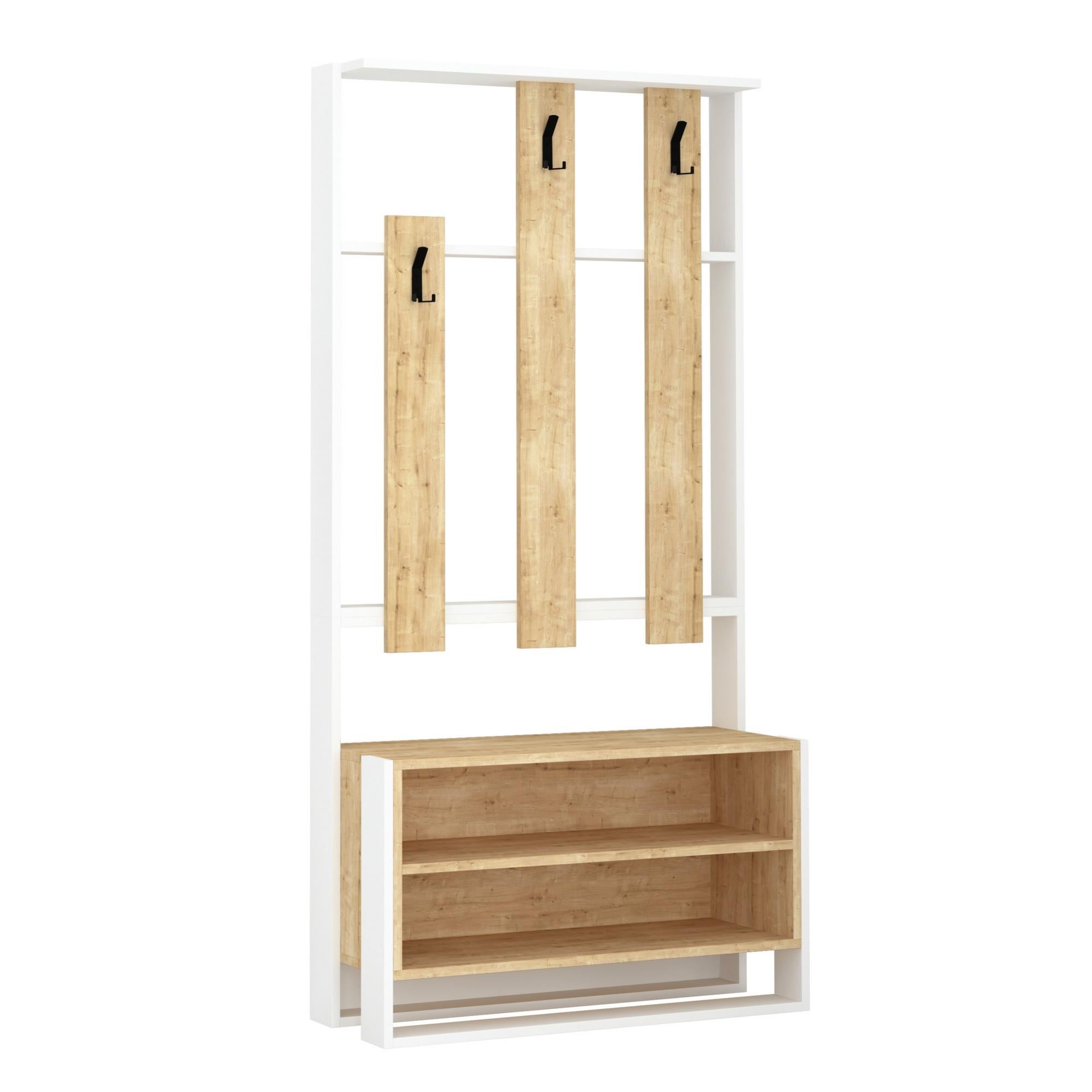Scarpiera Wellhome In Truciolare Melaminico, Bianco, Con 2 Cassetti E Ripiani, Dimensioni 51x84x26 Cm, Da Ancorare A Parete - 6