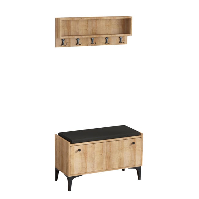 Scarpiera E Appendiabiti In Truciolato Rivestito In Melaminico Di Colore Bianco E Rovere Forme Scarpiera E Appendiabiti In Truciolato Rivestito In Melaminico Di Colore Bianco E Rovere Forme