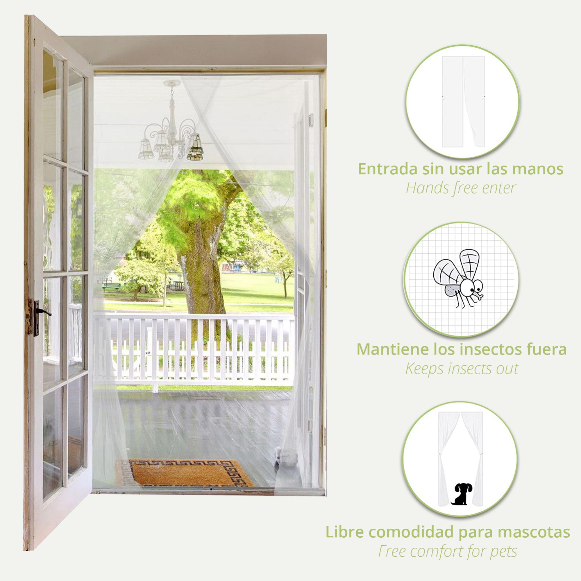 Kit Mosquitera Cortinas Para Puerta 2 Bandas 75X220Cm Cinta Adhesiva 6.6MX0.7Cm - Blanco | Leroy Merlin