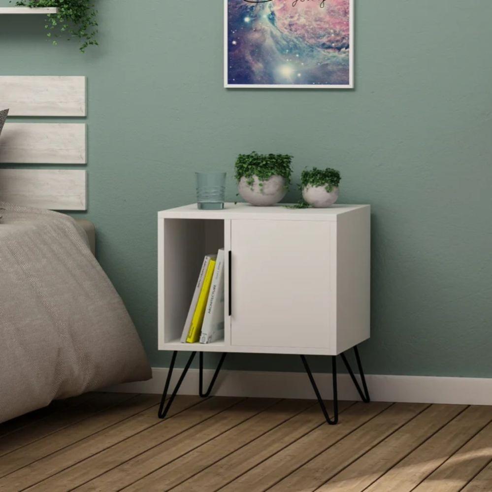 Comodini Moderni Set Di 2 - Con Cassetti E Vano Aperto, Colore Bianco - Foto 2