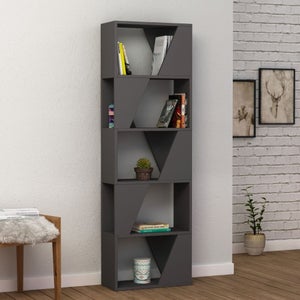 Libreria Alta Moderna Design A Zig Zag 80x25x192 Bianco Lucido Athena