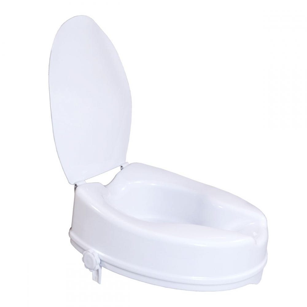 Mobiclinic sollevatore per WC per adulti con braccioli pieghevoli e  imbottiti con coperchio adatto a WC ovali