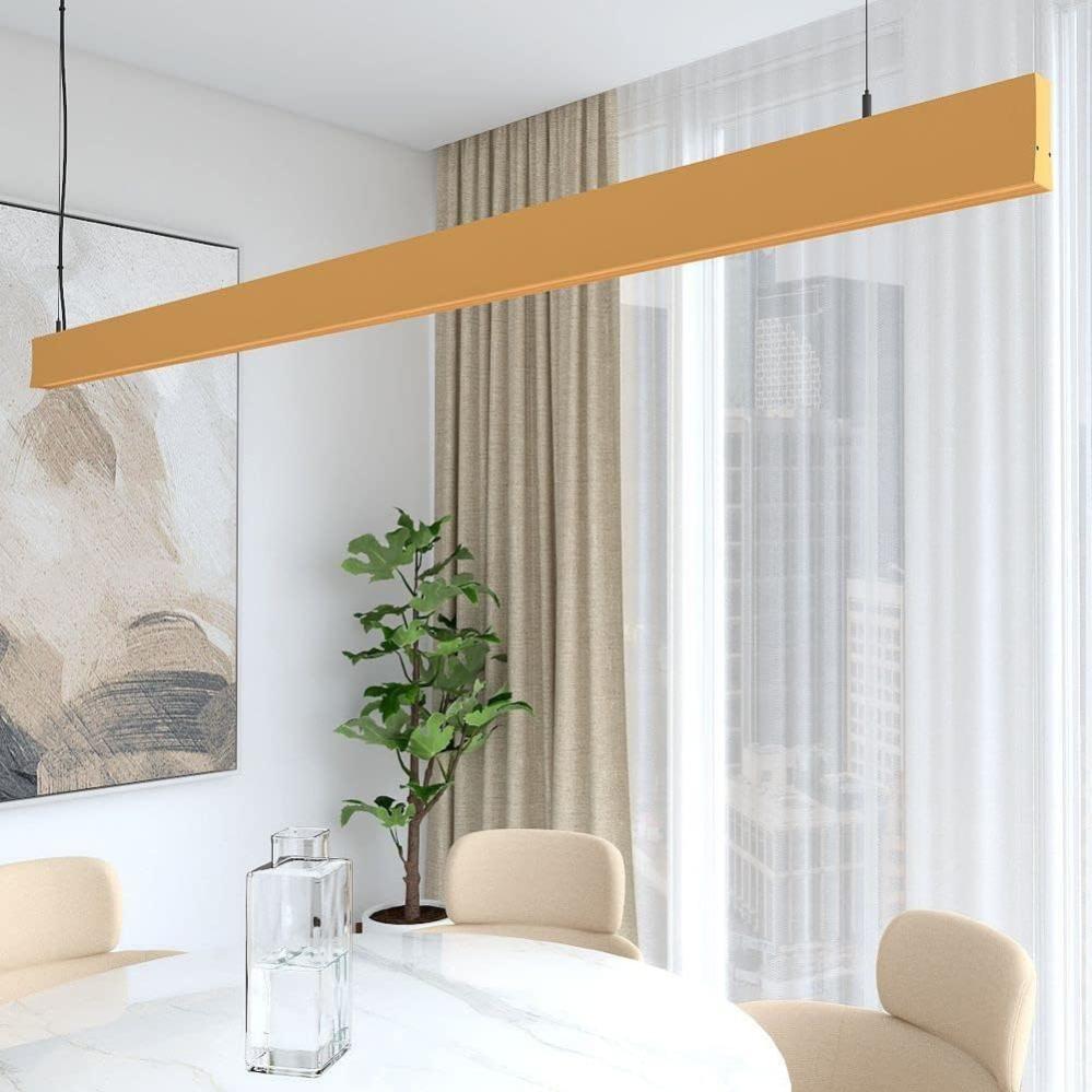 Lámpara lineal techo colgante amarillo 1,5 metros 6000k luz fría altura regulable