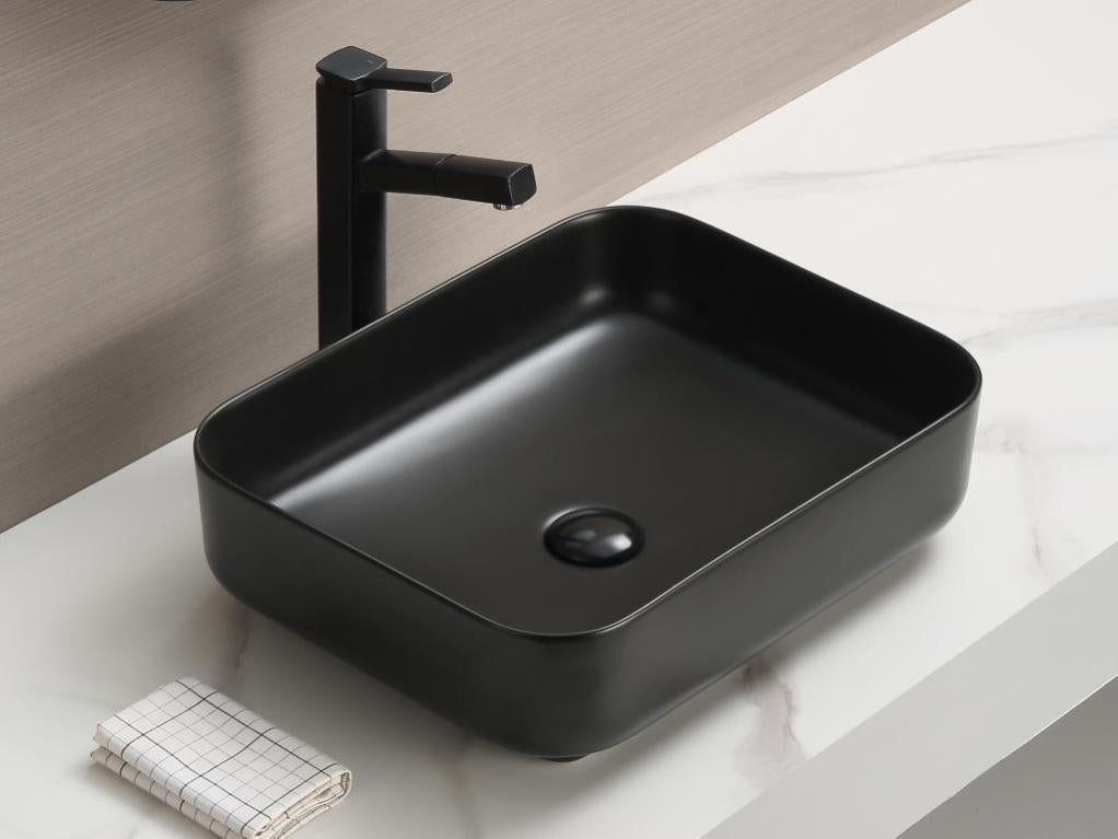 Vasque à poser rectangulaire - Noir mat - 50 cm - LAORTINA | Leroy Merlin