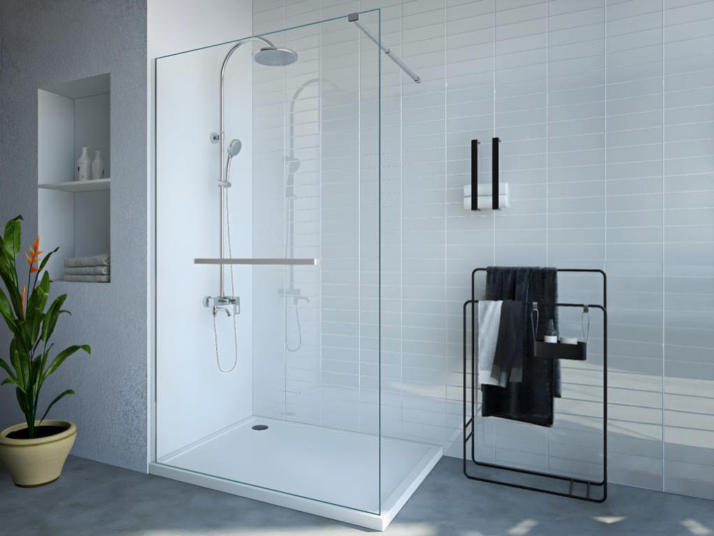 Paroi de douche à l'italienne avec porte-serviette - 120 x 200 cm