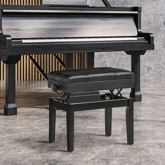 Banquette piano coffre intégré hauteur réglable noir