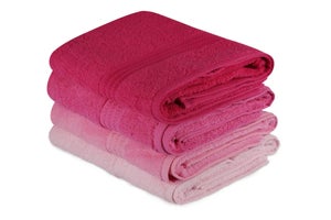 Lot De 4 Serviettes De Bain En Coton Vert Creole Rosy - 2 Serviettes Visage 60x110 Cm + 2 Serviettes Invité 40x60 Cm - Motif Floral à Volants