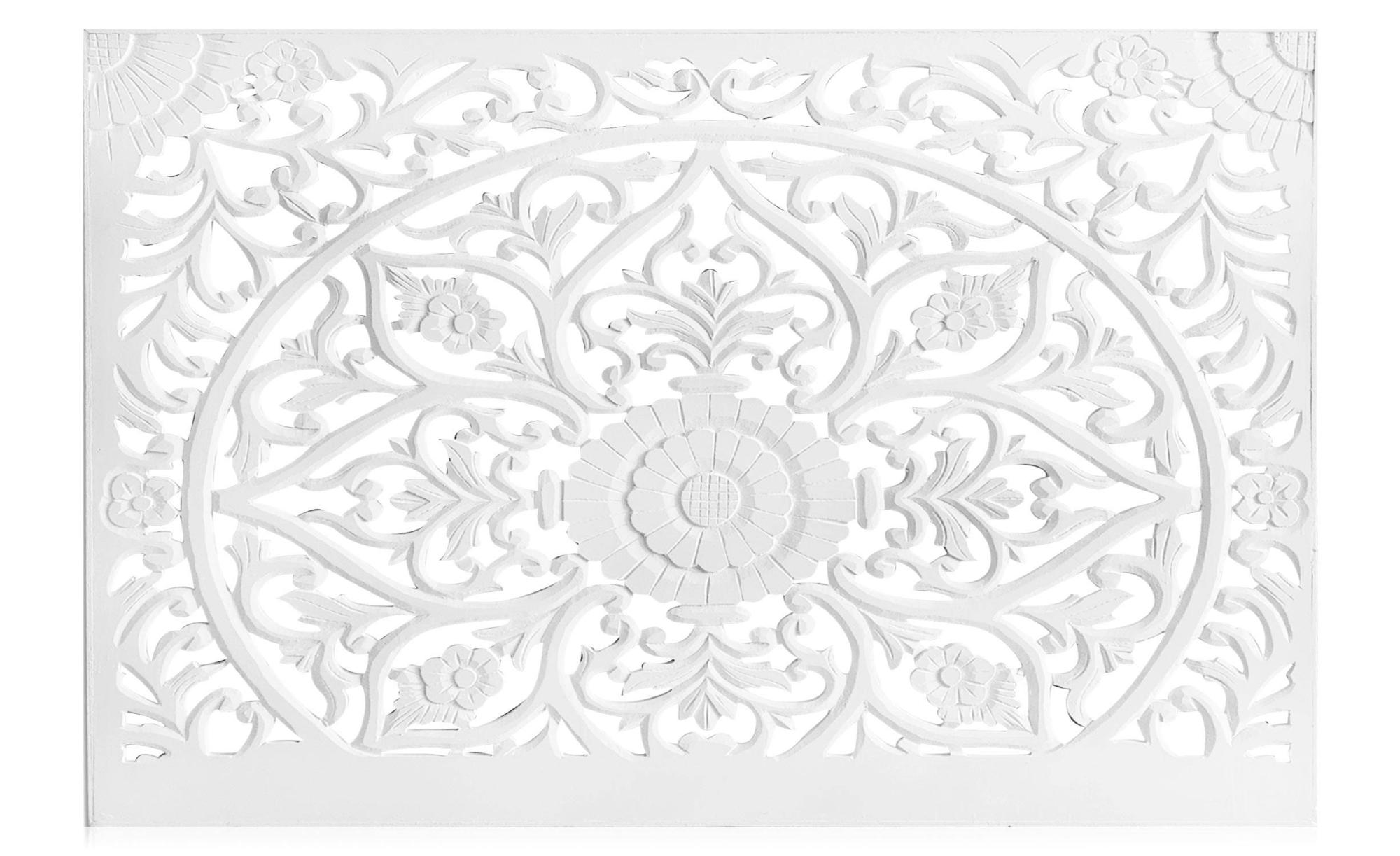 Tête de lit bois sculpté style oriental 180cm Bahya Blanc | Leroy Merlin