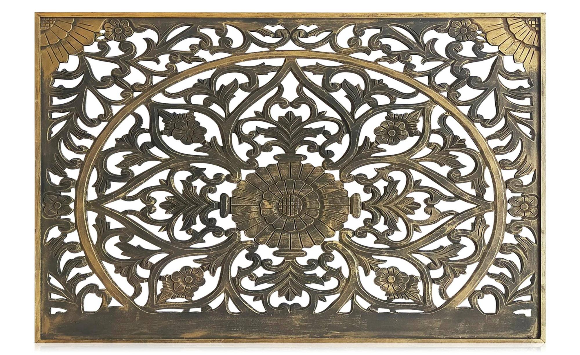 Tête de lit bois sculpté style oriental 180cm Bahya Bronze | Leroy Merlin