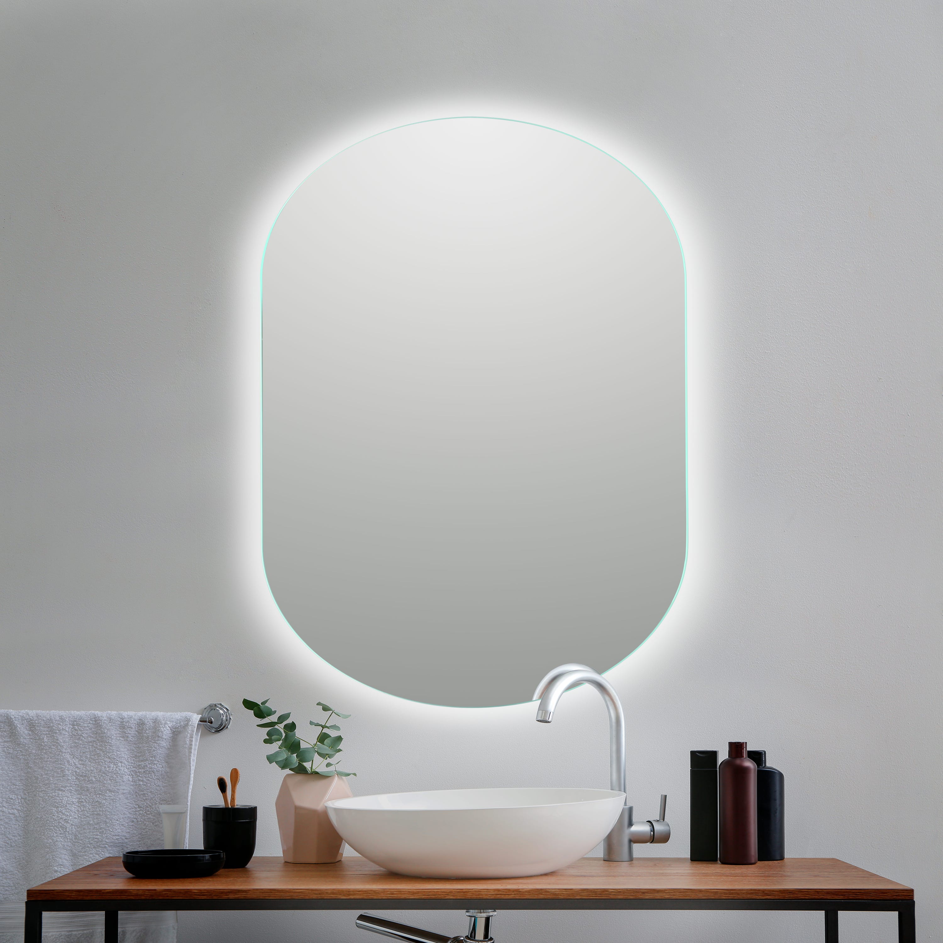 Miroir lumineux led spiegel (largeur 90cm) en verre - Conforama