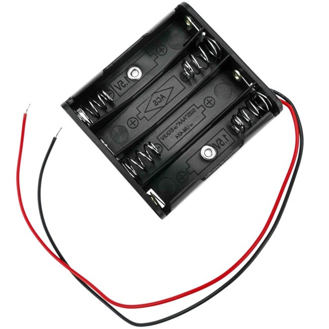 Portapilas AA Para 2 Pilas AA de 1.5V. Base para Baterias AA con  Cablecillos de Conexion