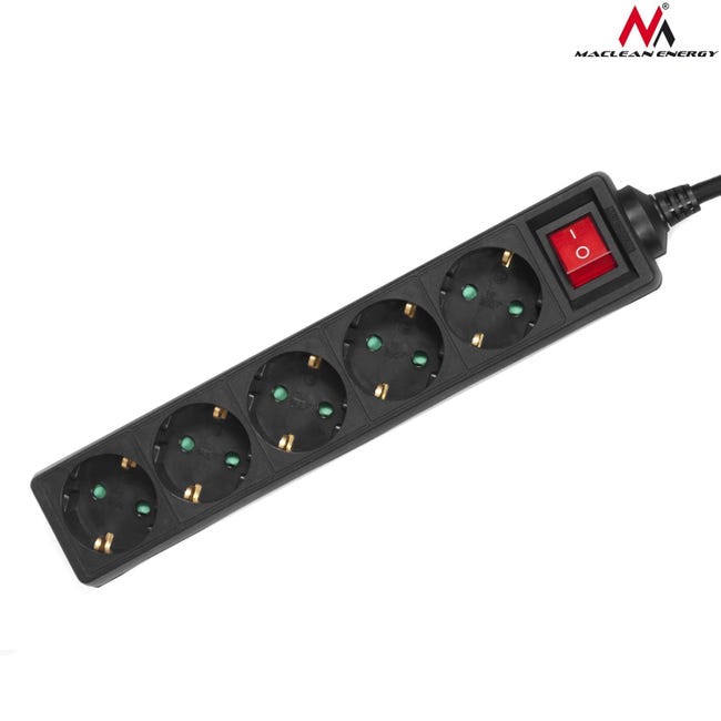 Multiprise 5 prises Maclean MCE227 + Interrupteur 5m (Noir) à prix bas