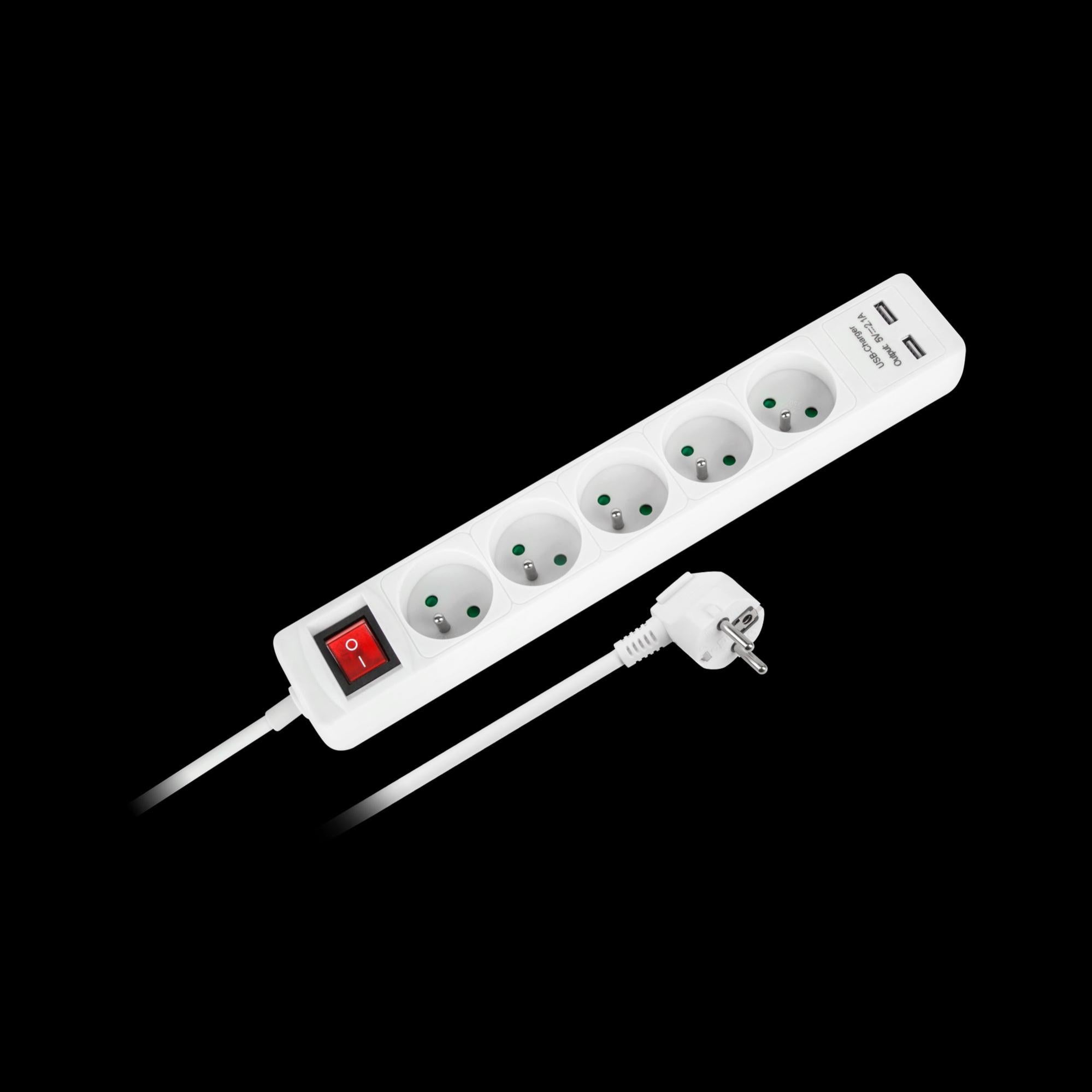 Rallonge secteur Rebel 5 prises + 2 prises USB avec interrupteur 3m Leroy Merlin