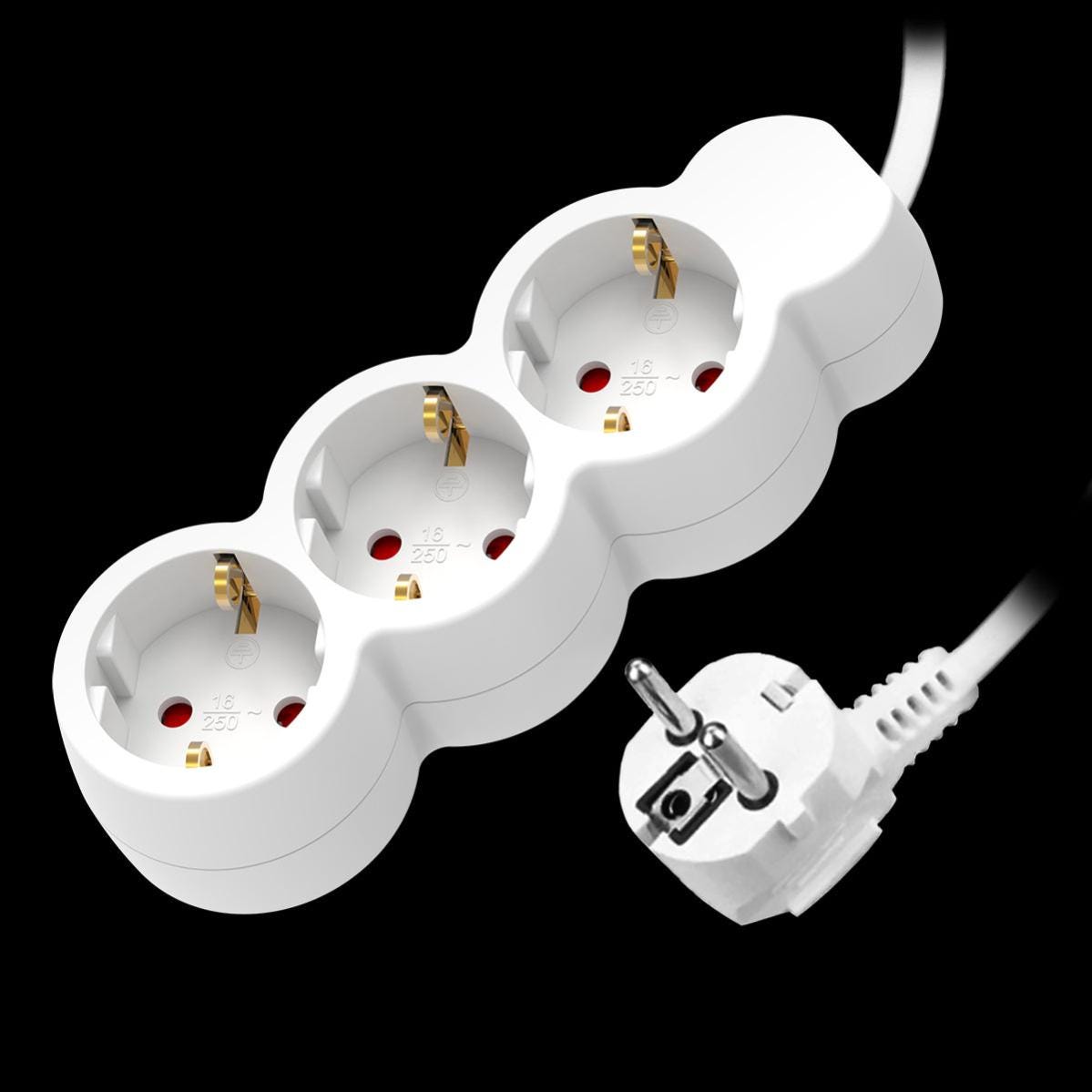 Rallonge électrique 3m H05VV-F 3G1,5 blanc