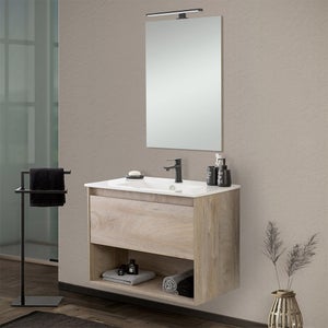 Mobile bagno 78,5 cm con lavabo e specchio L60xH80 cm Darina Beige