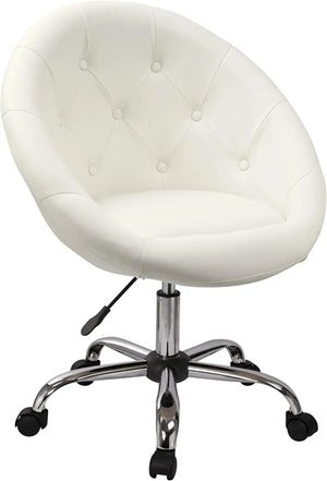 Fauteuil à roulette tabouret chaise de bureau blanc BUR09021