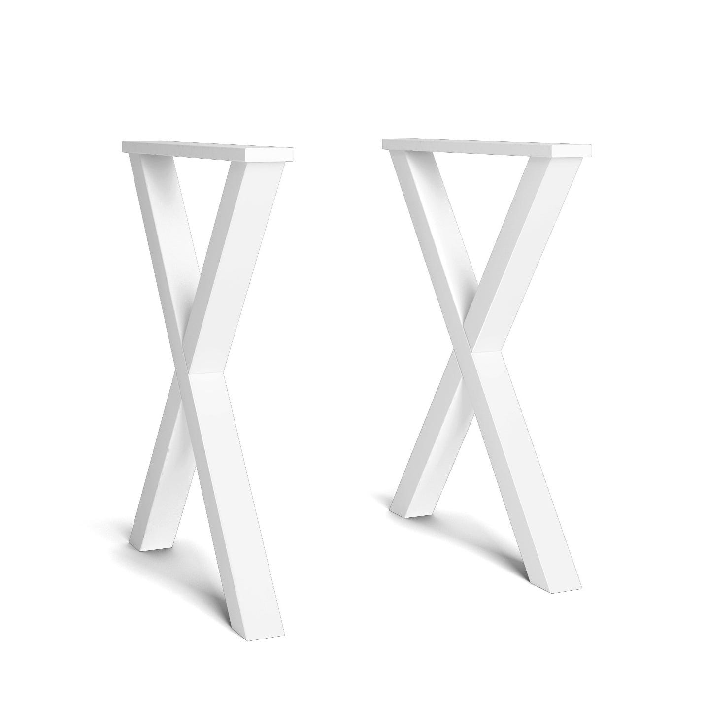 Piedi - Gambe - Supporto forma a X - Gambe del tavolo in legno massiccio -  Soggiorno - Sala da pranzo - Ufficio - Laccato bianco - 72x72cm