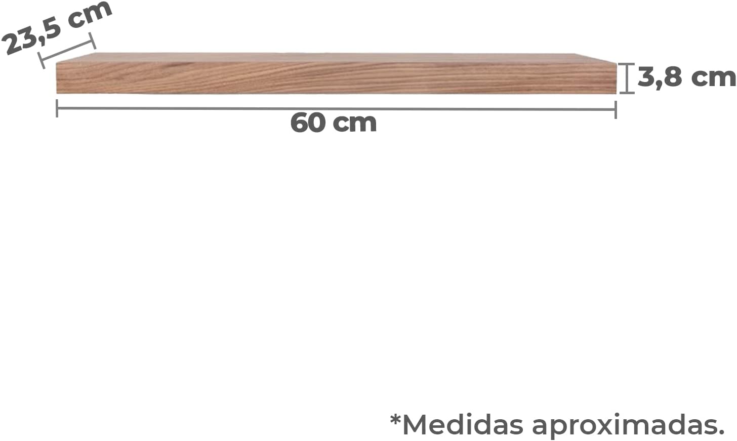 Estante de pared flotante de madera MDF en tono natural de 23x60 cm