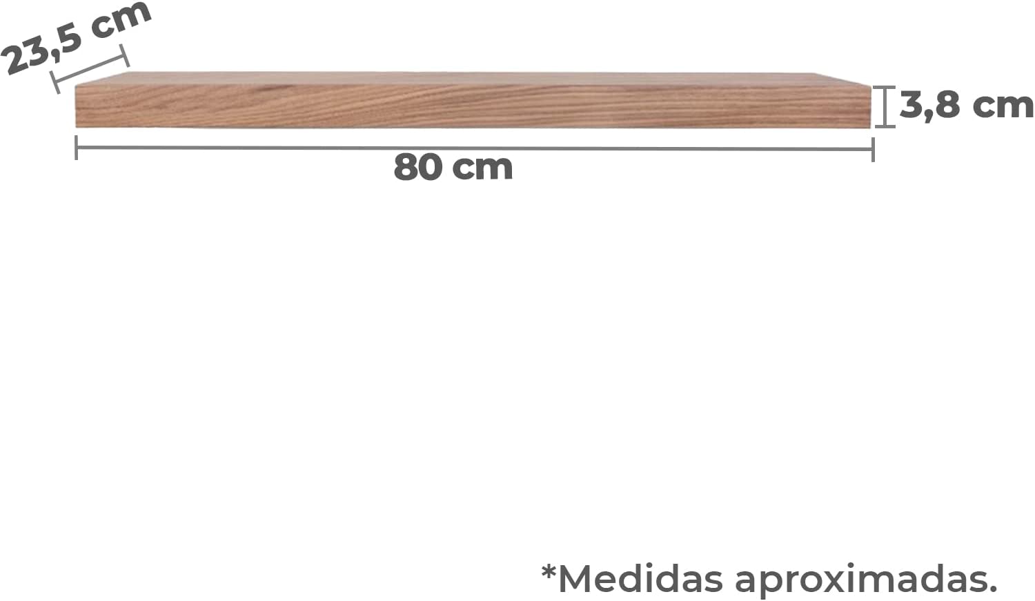 Set de 2 Estante de pared flotante de madera MDF negro de 23x60 cm