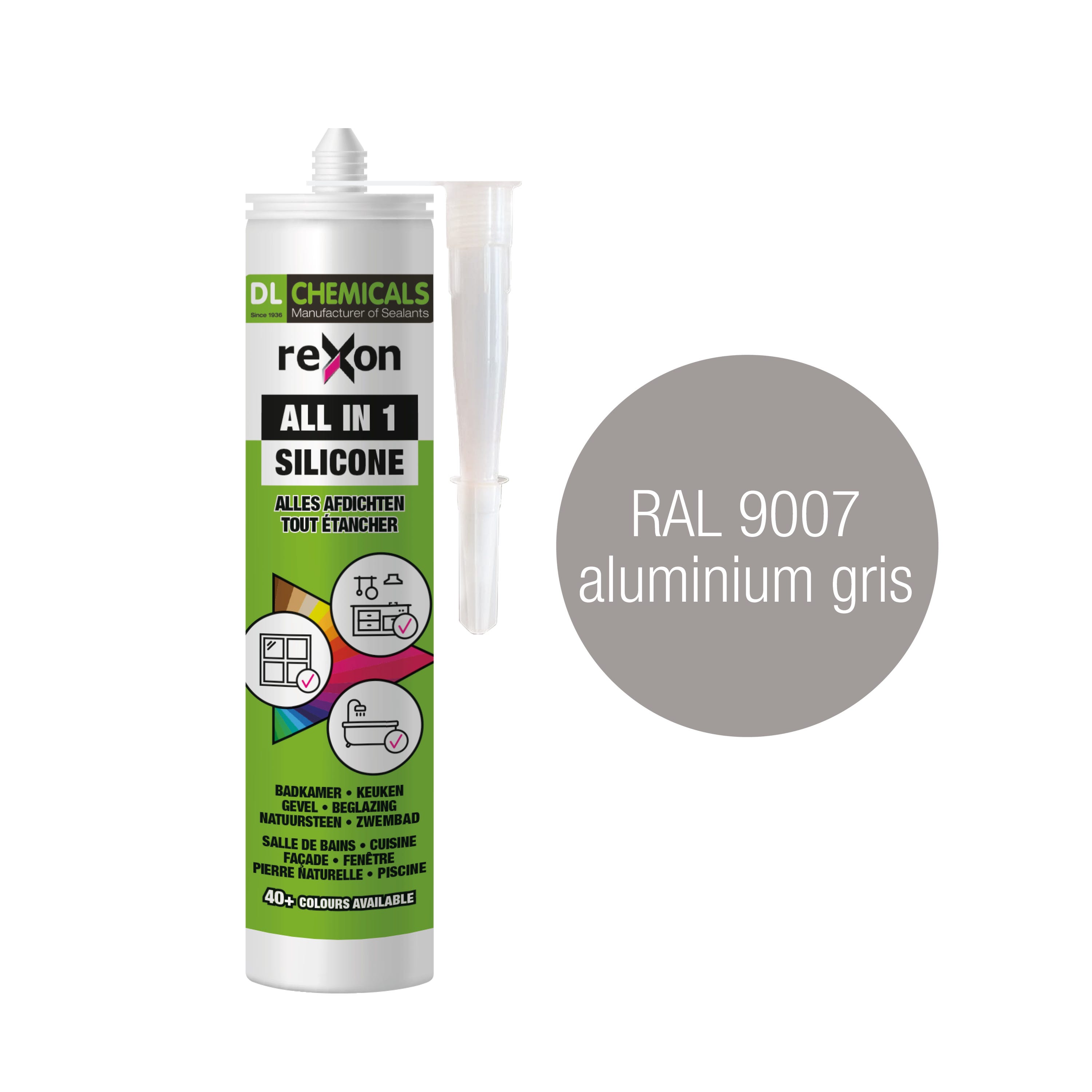 Silicone REXON Tout usage 290ml - Aluminium gris RAL 9007 - Mastic