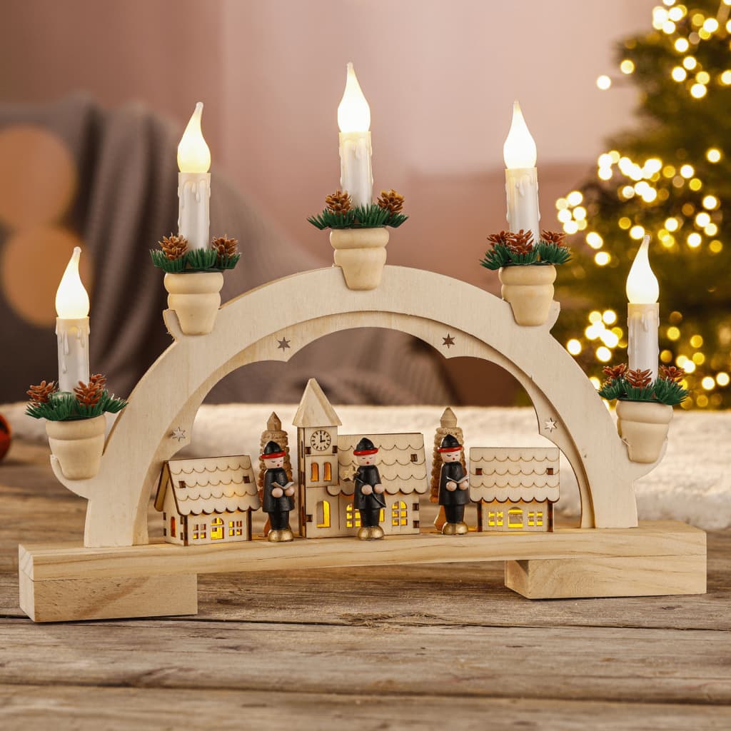 Arche de Noël ornementale avec lumière de bienvenue HI