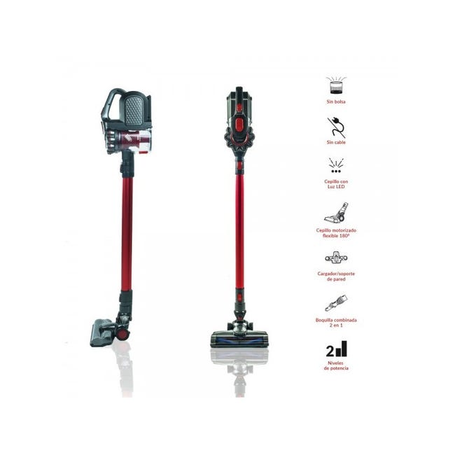 SAMBA Aspirador Vertical Mano Sin Cable Q7 Clean Force-Aspirador Escoba  Cepillo Motorizado Flexible180º,2Potencias,Soporte Pared
