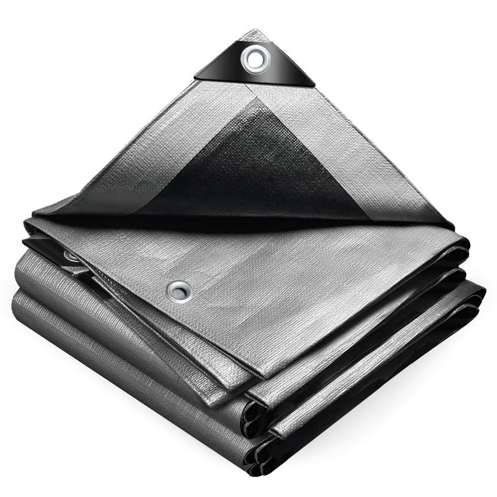 Bâche de Protection en Polyéthylène resistant et impermeable 240g/m² gris  et noir 3x4m