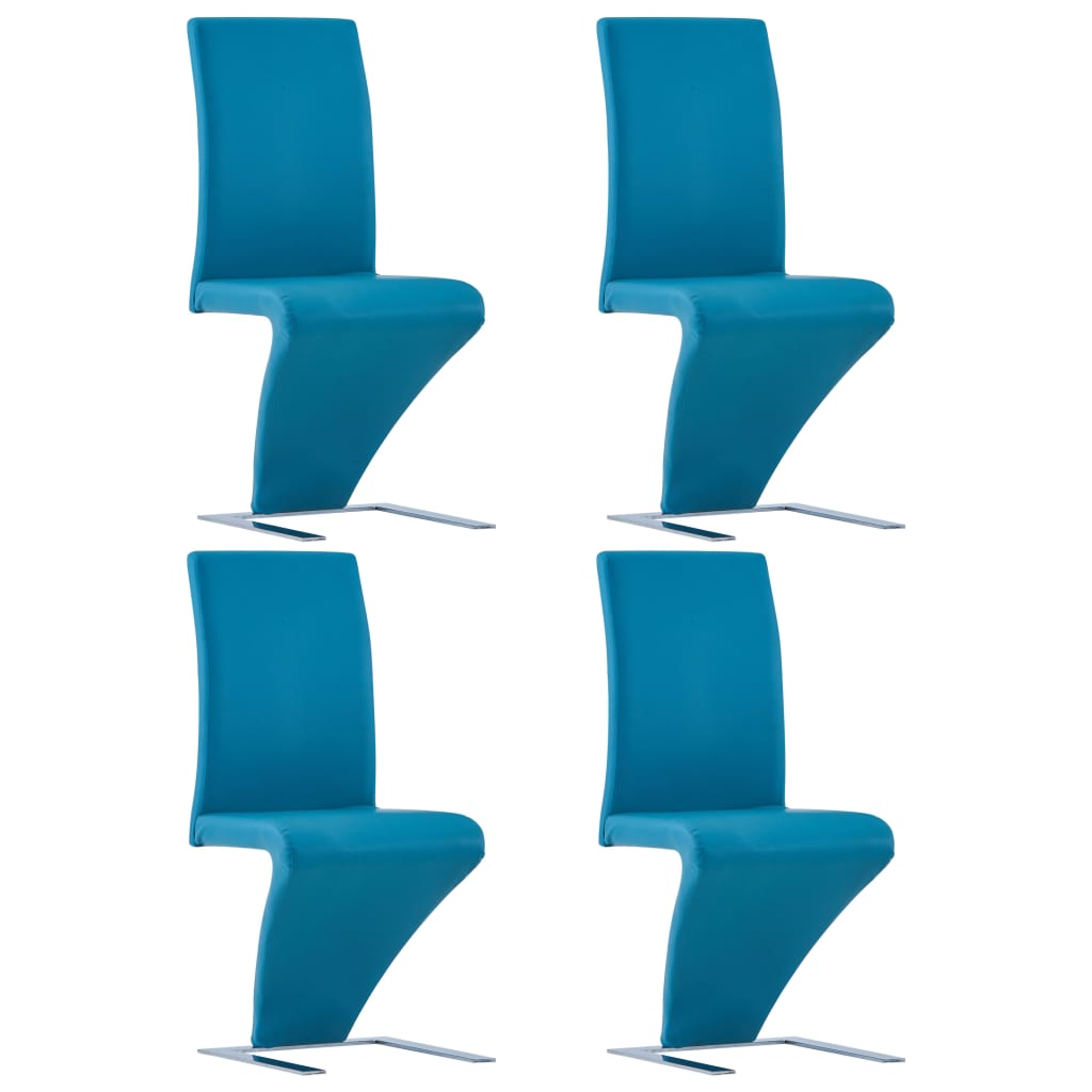 Lot 4 Chaises de Salle à Manger Design Moderne en Synthétique Bleu