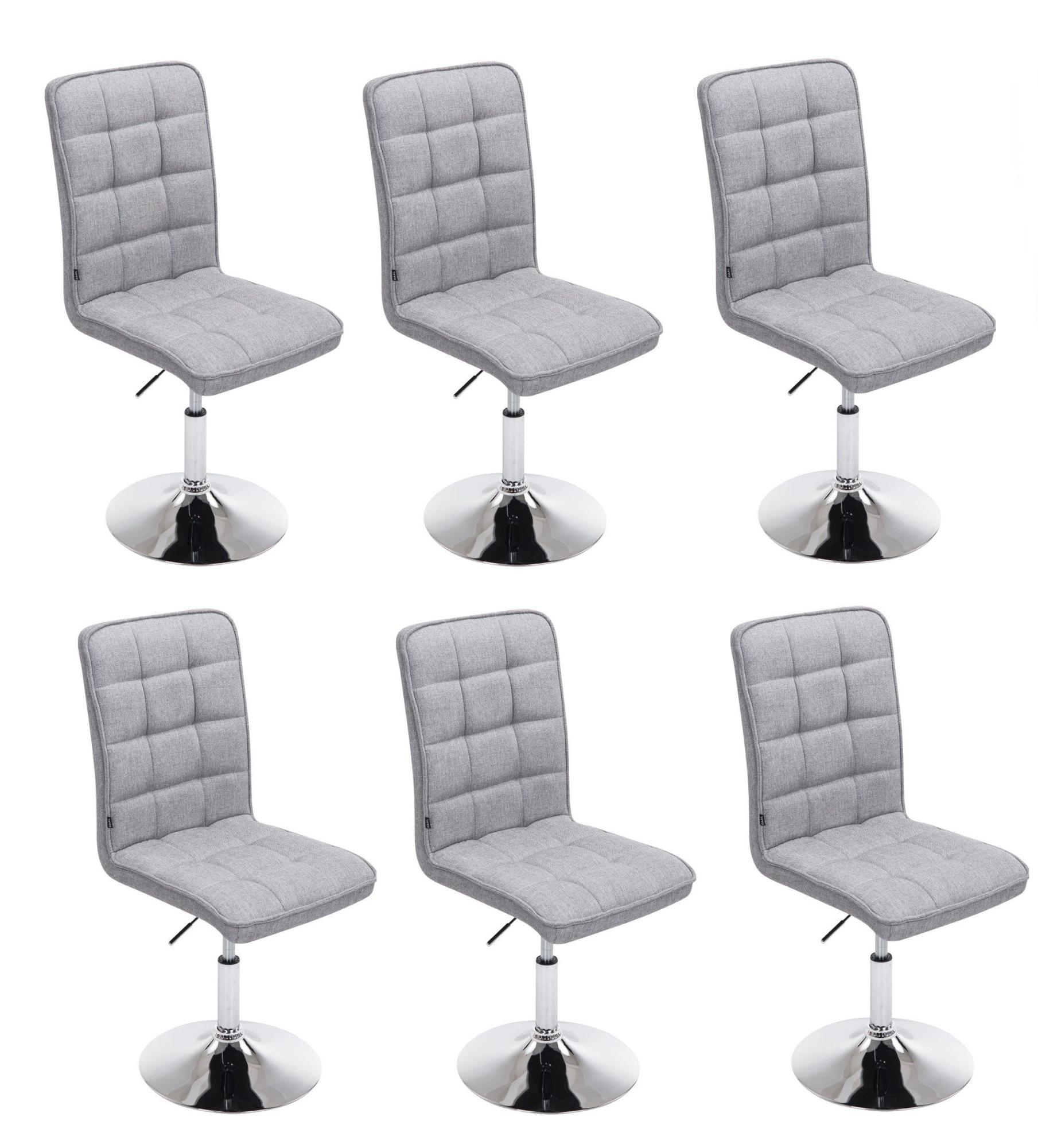 Lot De 6 Chaises De Salle Manger Hauteur R glable En Tissu Gris Clair 