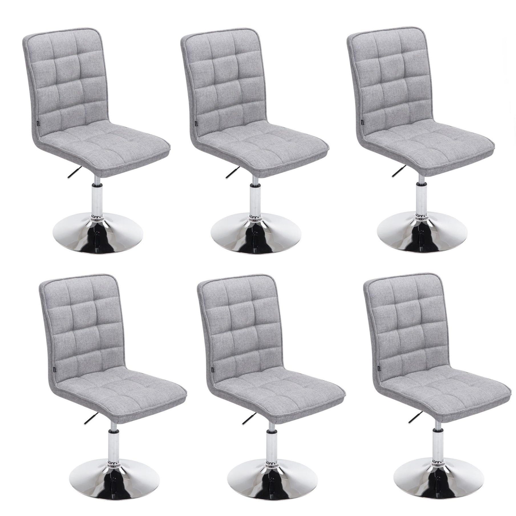 Lot De 6 Chaises De Salle Manger Hauteur R glable En Tissu Gris Clair Lot De 6 Chaises De Salle Manger Hauteur R glable En Tissu Gris Clair