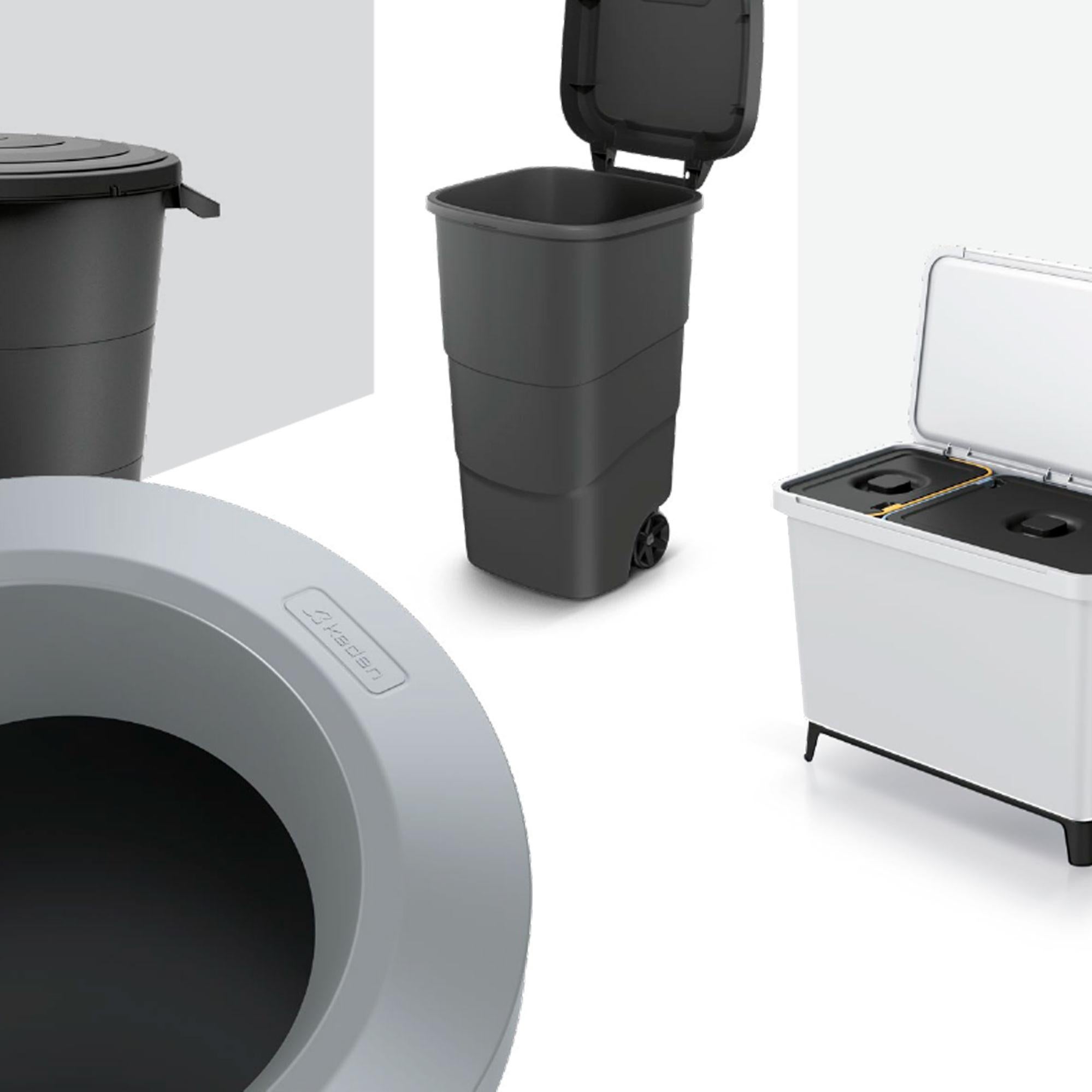 KEDEN Sortibox Lot De 3 Poubelles De Recyclage 25L Avec Rabat - Anthracite 39x29x45 Cm