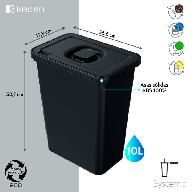 Cubo para sistema de reciclaje de 10L KEDEN.