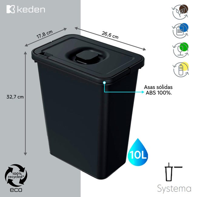 Cubo para sistema de reciclaje de 10L KEDEN. Leroy Merlin