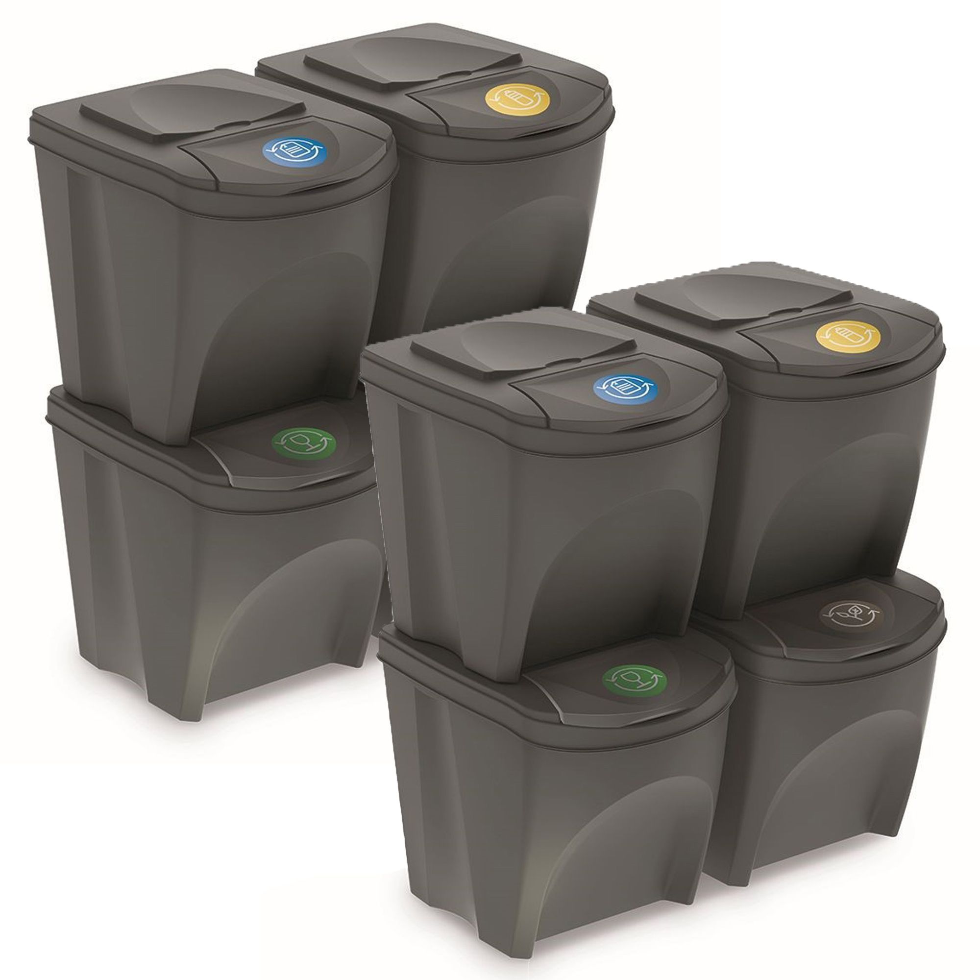 2 unidades de juego de 4 cubos de reciclaje 100l prosperplast sortibox de plastico en color gris Leroy Merlin