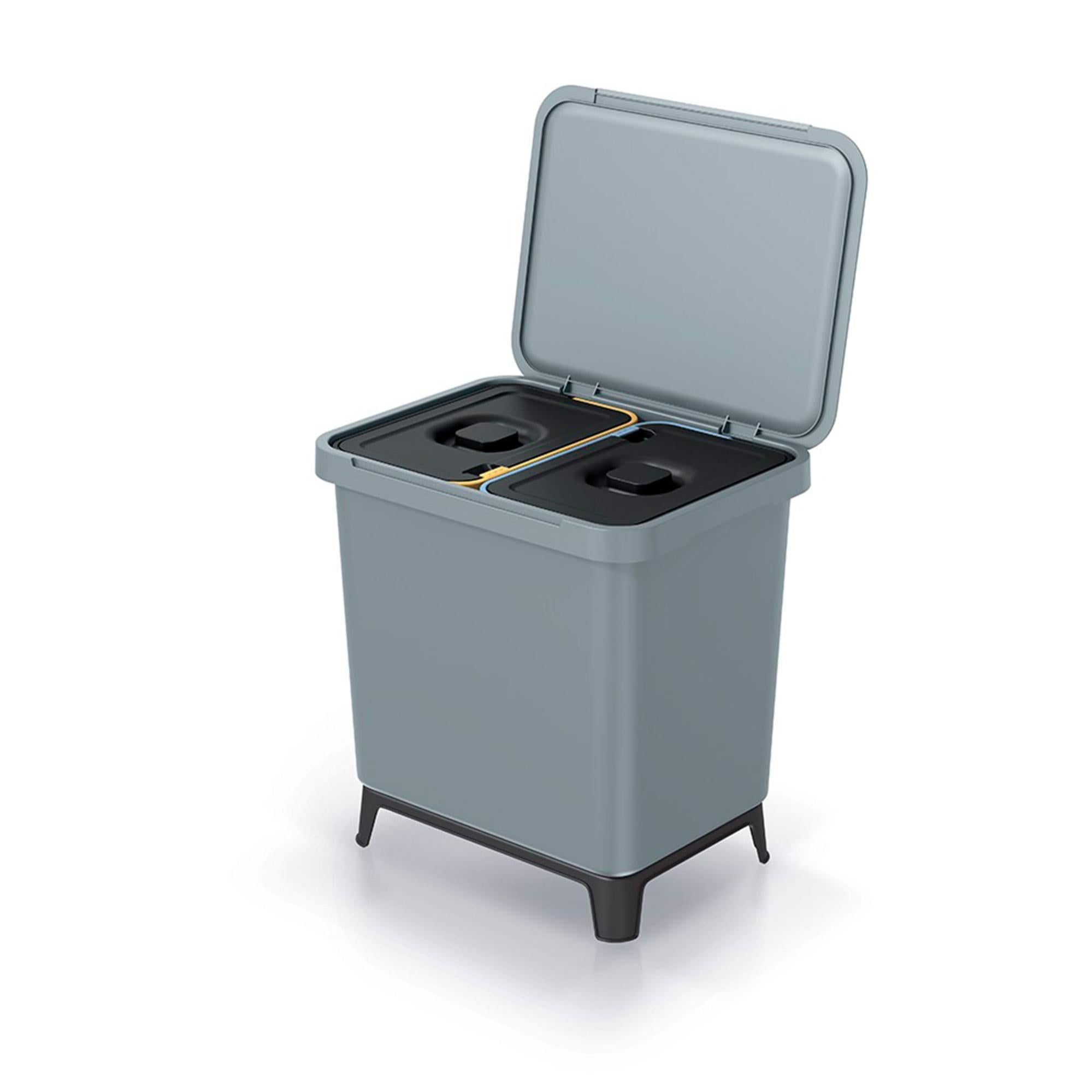 Sistema Di Riciclaggio Keden 4x10L Grigio - Classificatore Montabile A Parete, Per Differenziata, Supporto Incluso