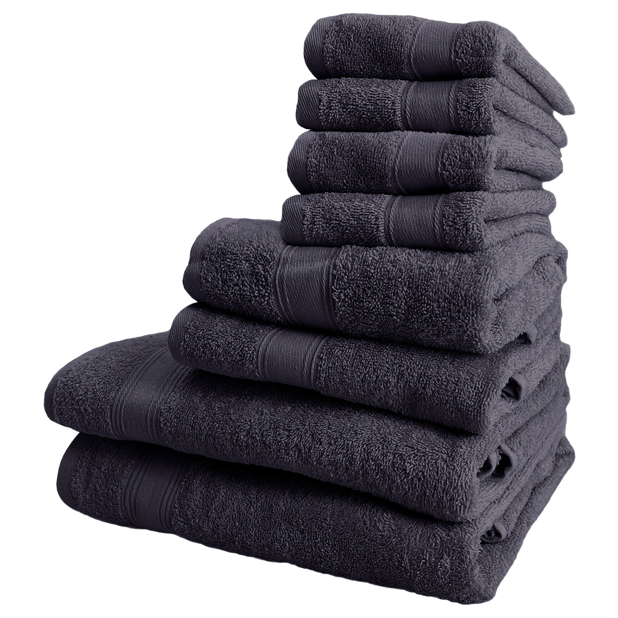 Juego De 8 Toallas De Baño Betz Palermo – 100% Algodón, Gris Antracita Y Turquesa