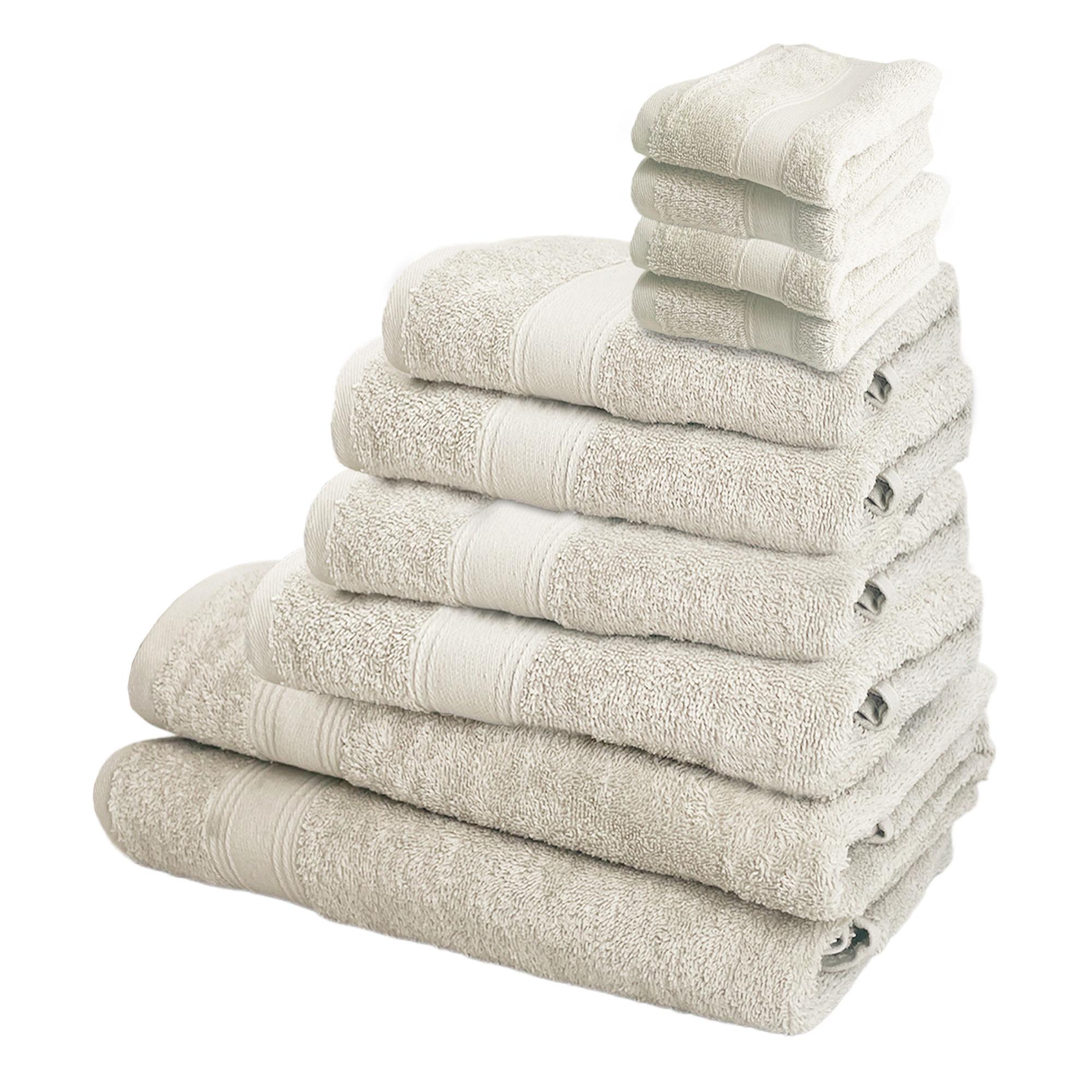 Lot De 10 Serviettes De Bain 100% Coton 600g/m² - Super Absorbantes Et Douces, 70x140cm, Gris - Myooka