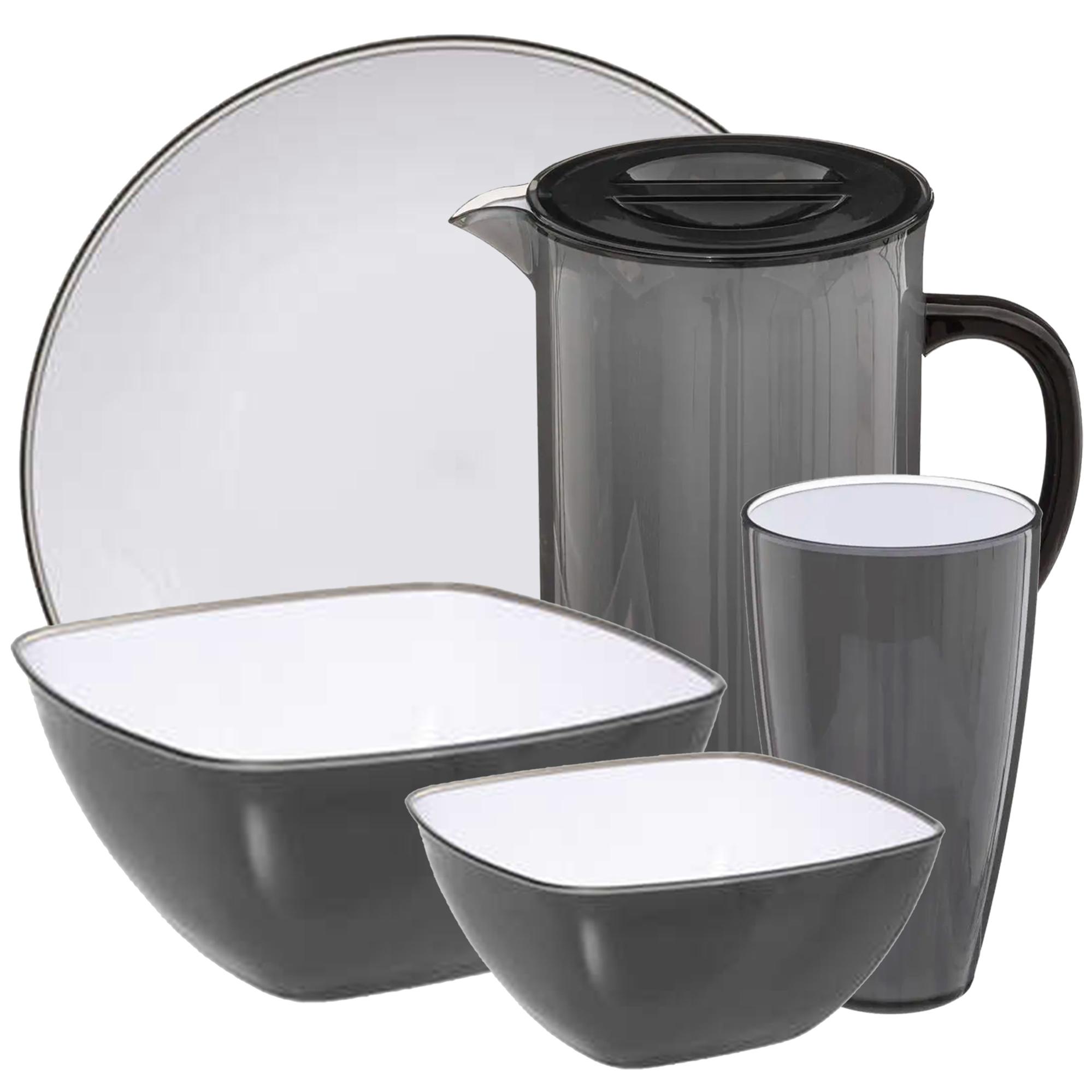 Set Di Stoviglie In Melamina UPware Da 12 Pezzi, Include Piatti Piani Piatti Da Insalata Ciotole Servizio Per 4 Fenicottero~p102447921