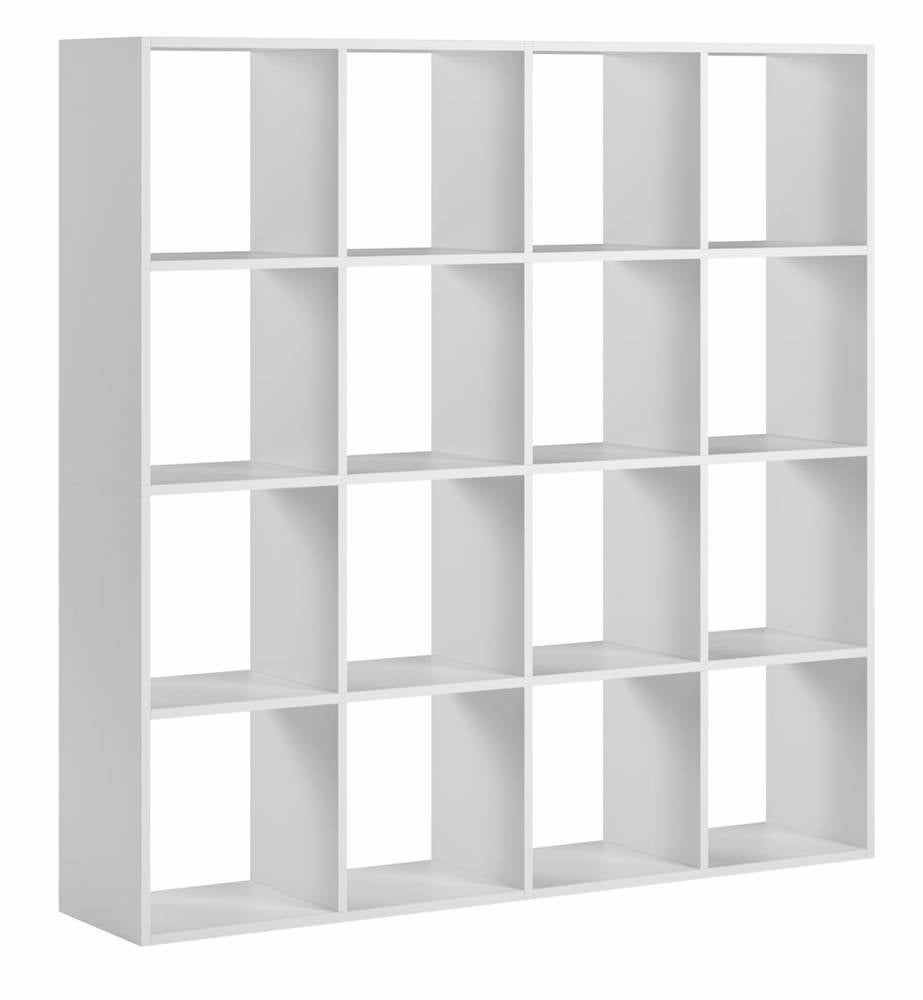 Bibliothèque décorative HIPPOCRATE blanc mat 16 étagères 138 x