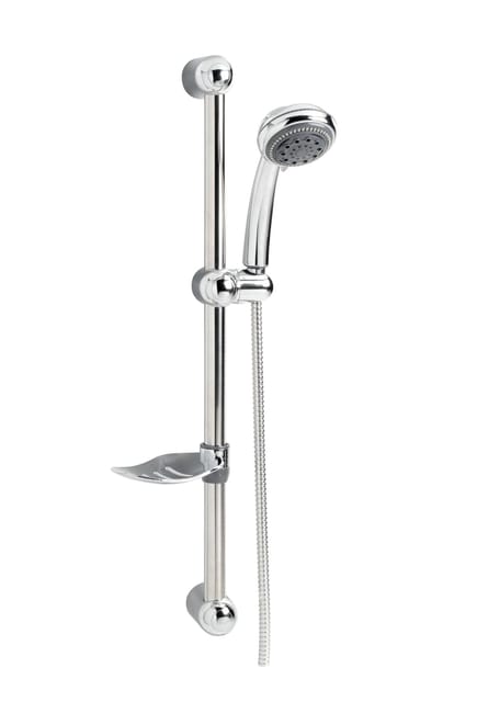 ENKI Asta Saliscendi Per Doccia Con Doccetta E Portasapone - Cromata, 61 Cm, In Acciaio Inox, Facile Da Montare