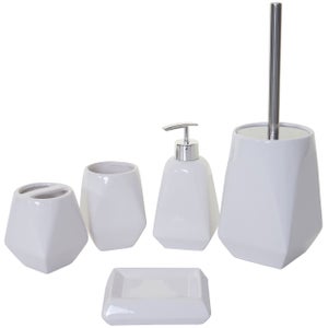 NEOULES - Brosse et porte-brosse wc en céramique mouchetée - blanc ventoux