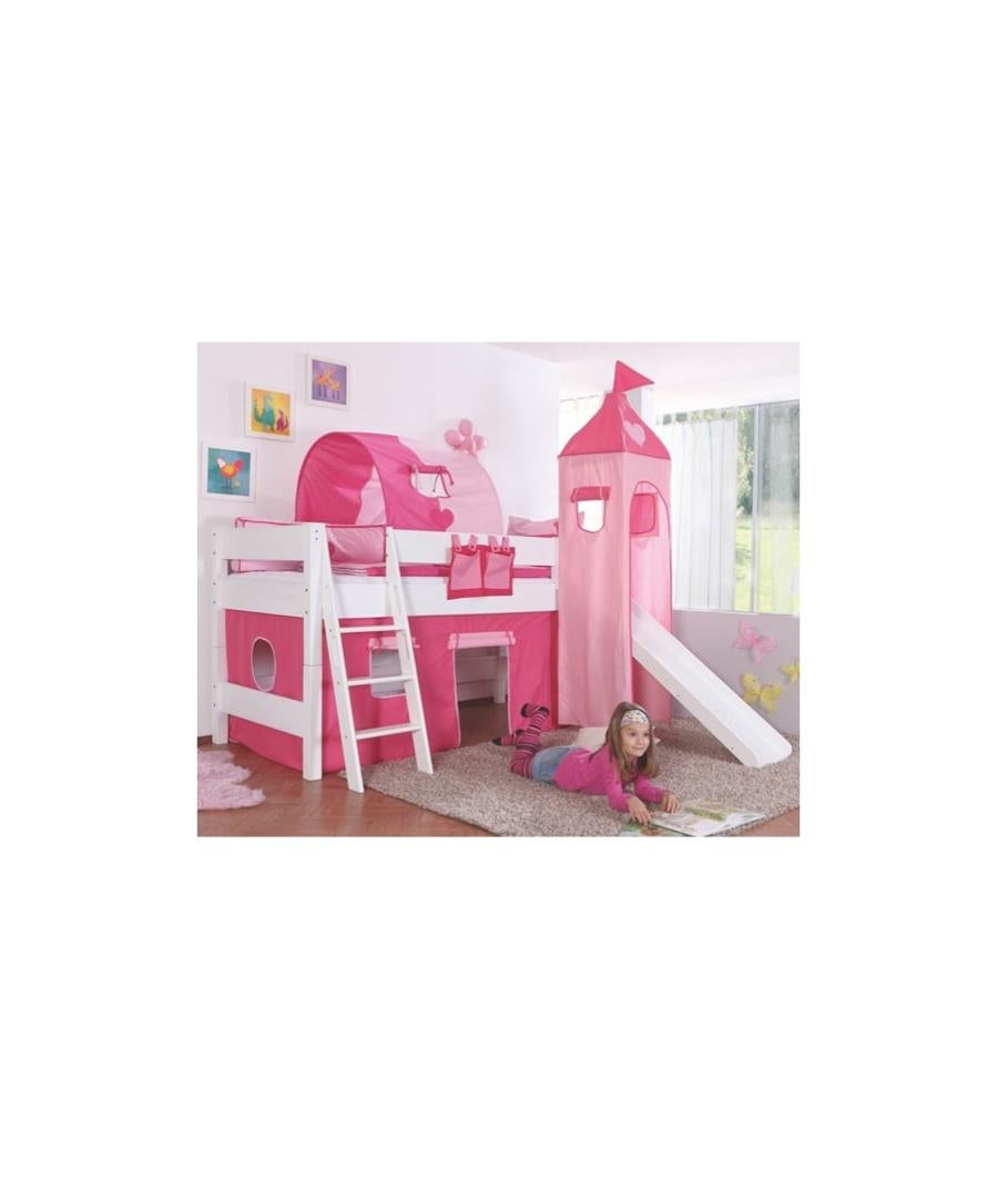 Letto A Castello Con Scivolo E Scala Per Bambole Barbie E Fashion Doll 11.5" - Colore Rosa