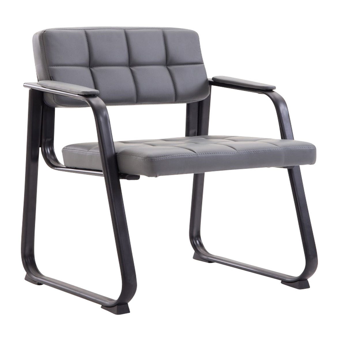 Chaise visiteur fauteuil de bureau sans roulette synthétique gris