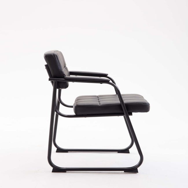 Chaise visiteur fauteuil de bureau sans roulette synthétique noir BUR10230