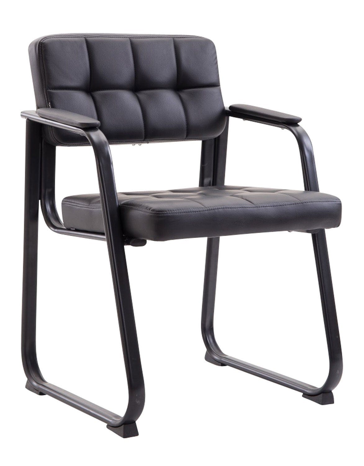 Chaise visiteur fauteuil de bureau sans roulette synthétique noir BUR10230