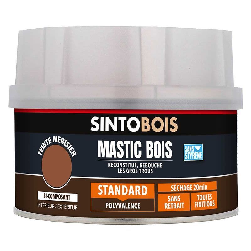 Mastic à bois SINTOBOIS fin blanc 190g + 8g - SINTO - 33890