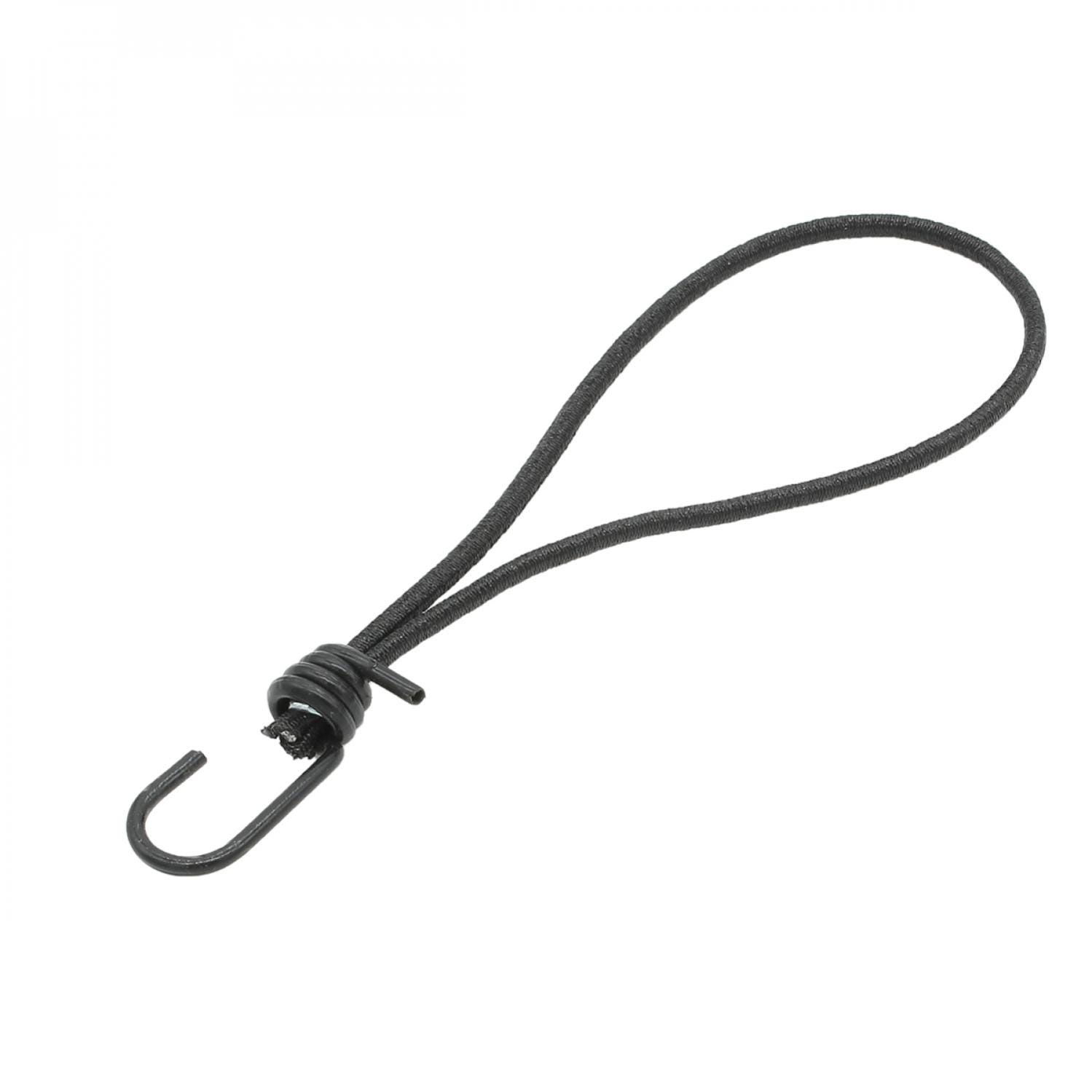 10X Élastique de tension avec crochet, noir, boucle Ø 65 mm, total 155 mm