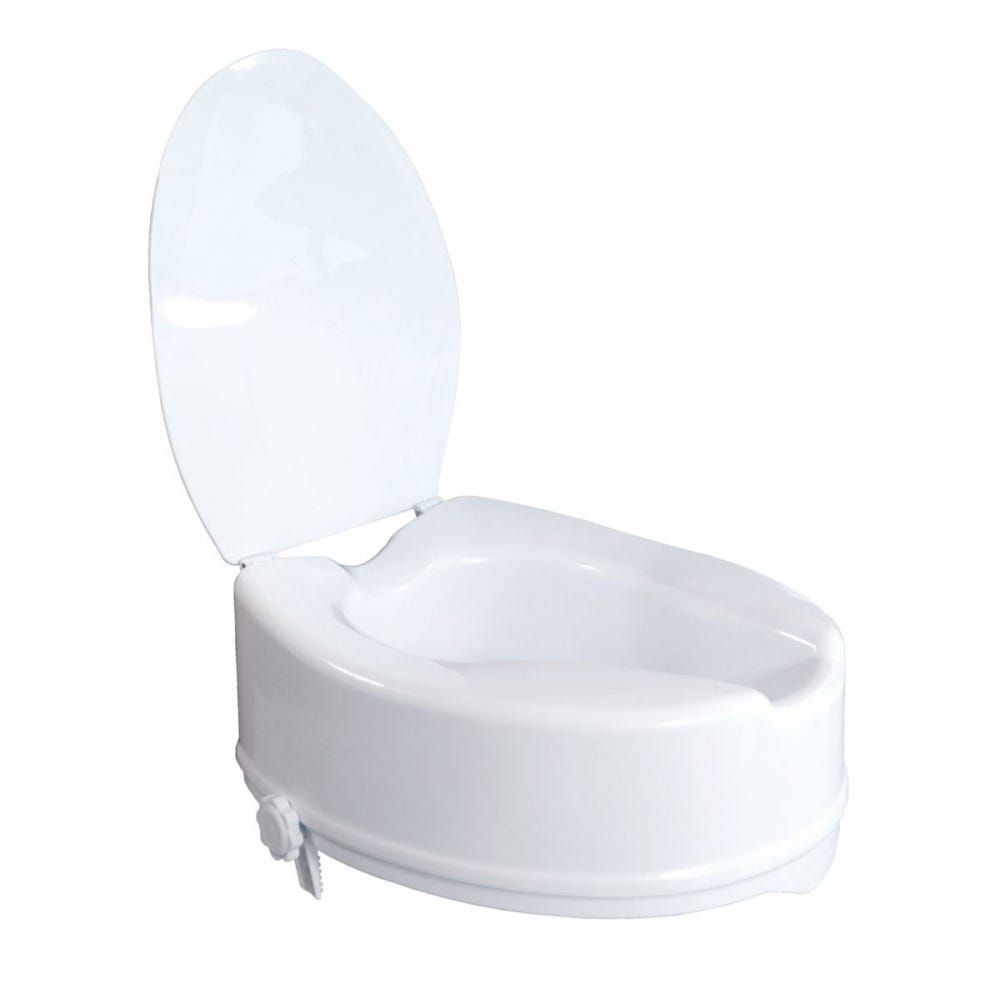 Mobiclinic Rialzo per WC adulti Con coperchio 14 cm Adattabile a WC ovali  Sistema di fissaggio laterale